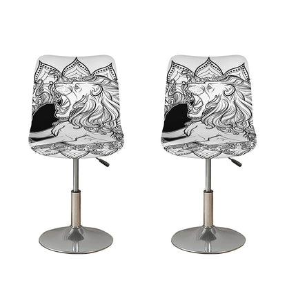 White And Black Leo Sign Print Bar Stool Covers