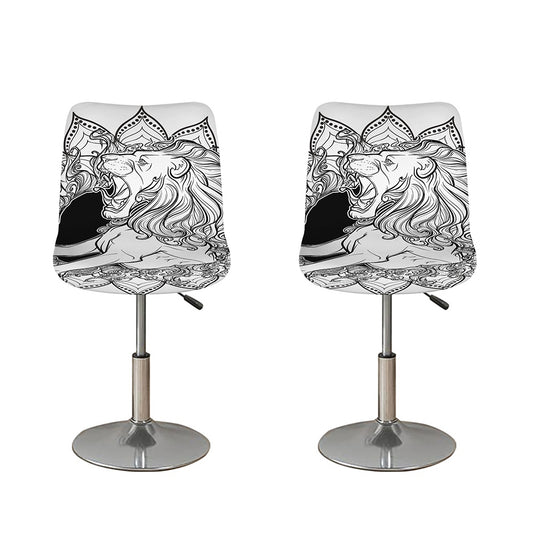 White And Black Leo Sign Print Bar Stool Covers