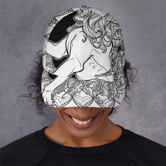 White And Black Leo Sign Print Baseball Cap