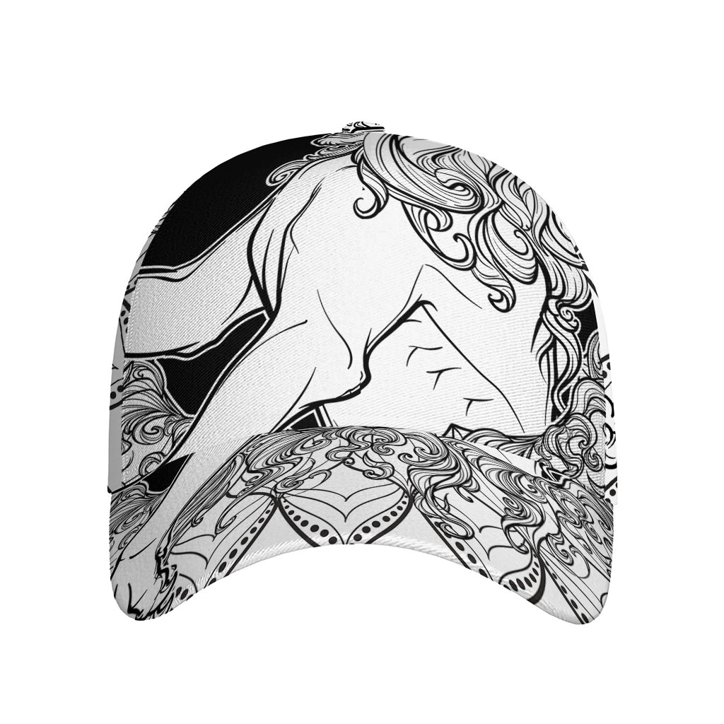 White And Black Leo Sign Print Baseball Cap