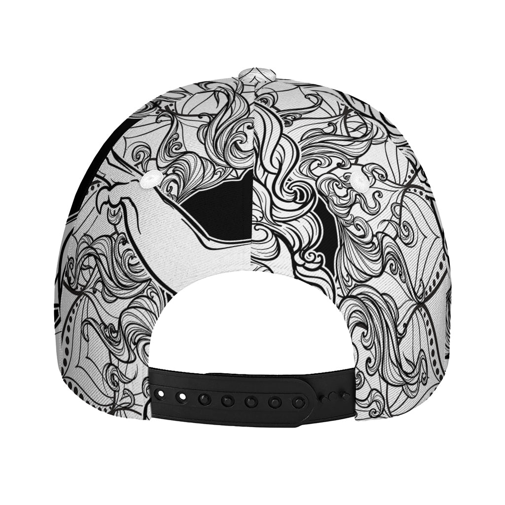 White And Black Leo Sign Print Baseball Cap