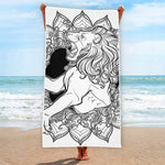 White And Black Leo Sign Print Beach Towel