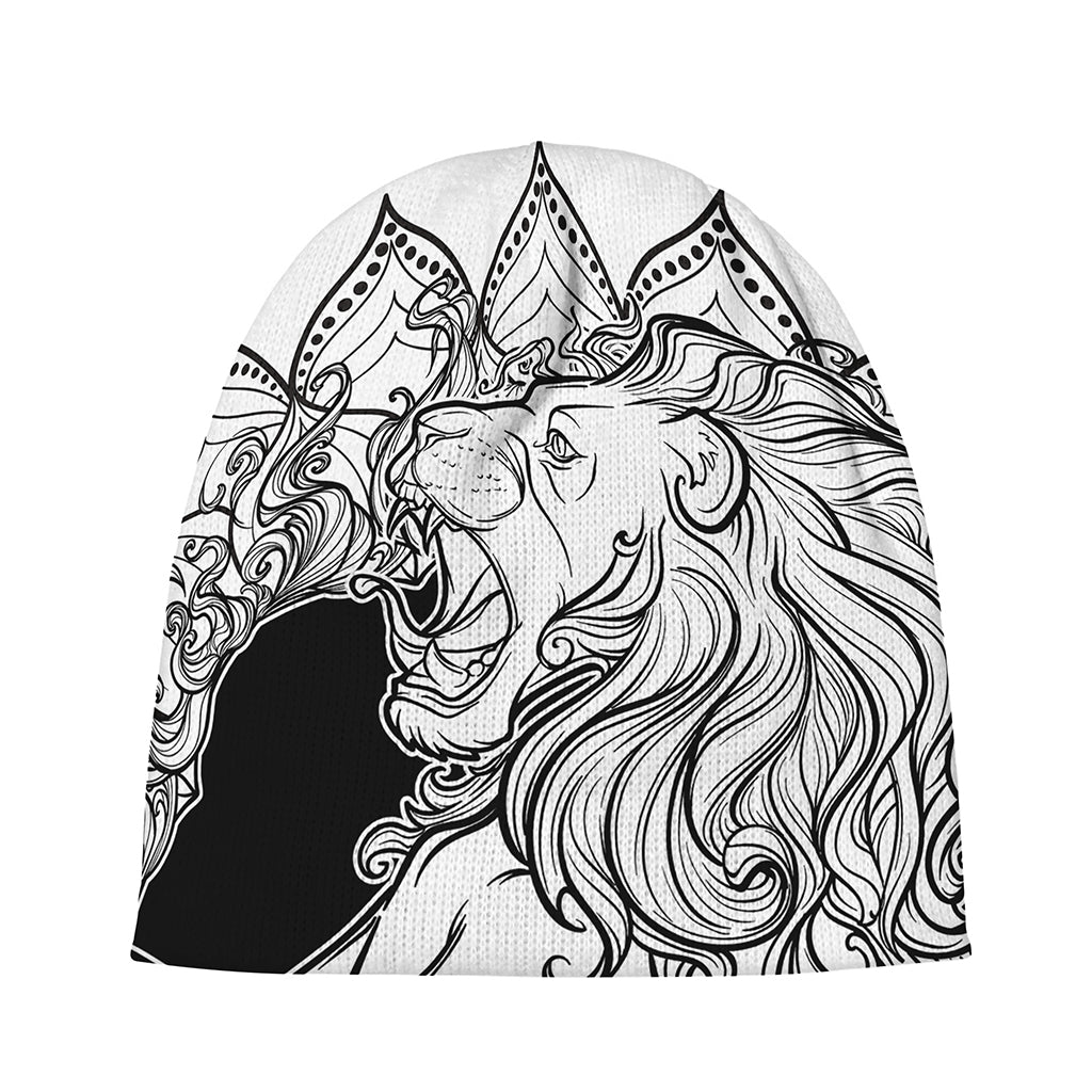 White And Black Leo Sign Print Beanie