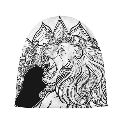 White And Black Leo Sign Print Beanie