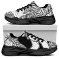 White And Black Leo Sign Print Black Chunky Shoes