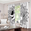 White And Black Leo Sign Print Dimout Grommet Curtains