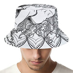 White And Black Leo Sign Print Bucket Hat