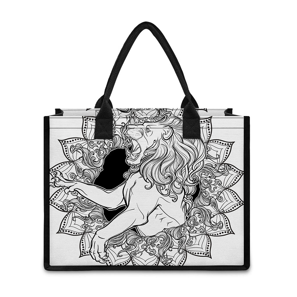 White And Black Leo Sign Print Canvas Tote Bag