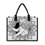White And Black Leo Sign Print Canvas Tote Bag