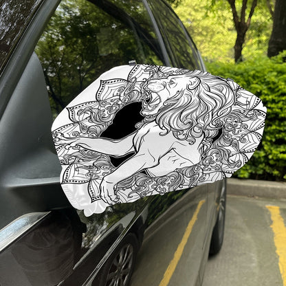 White And Black Leo Sign Print Car Side Mirror Covers