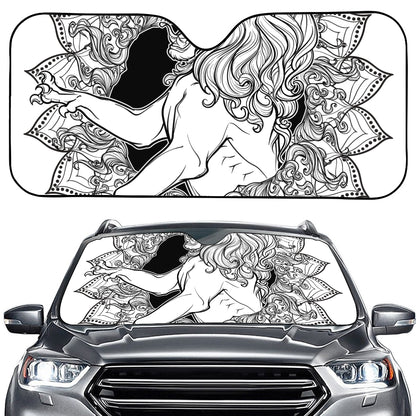 White And Black Leo Sign Print Car Windshield Sun Shade