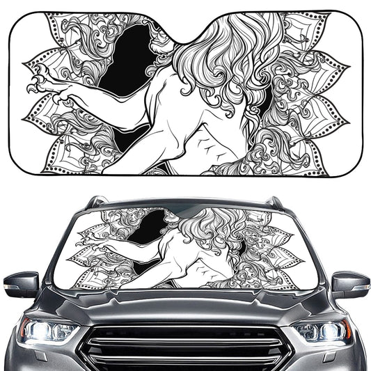 White And Black Leo Sign Print Car Windshield Sun Shade