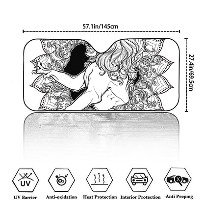 White And Black Leo Sign Print Car Windshield Sun Shade