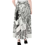 White And Black Leo Sign Print Chiffon Maxi Skirt
