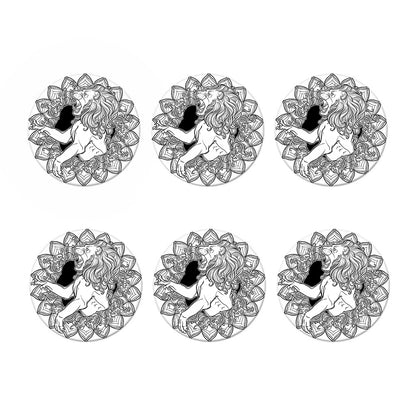 White And Black Leo Sign Print Coaster Set