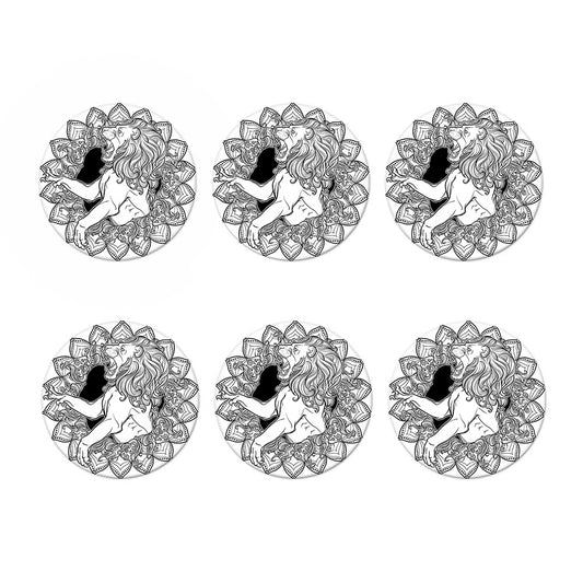 White And Black Leo Sign Print Coaster Set