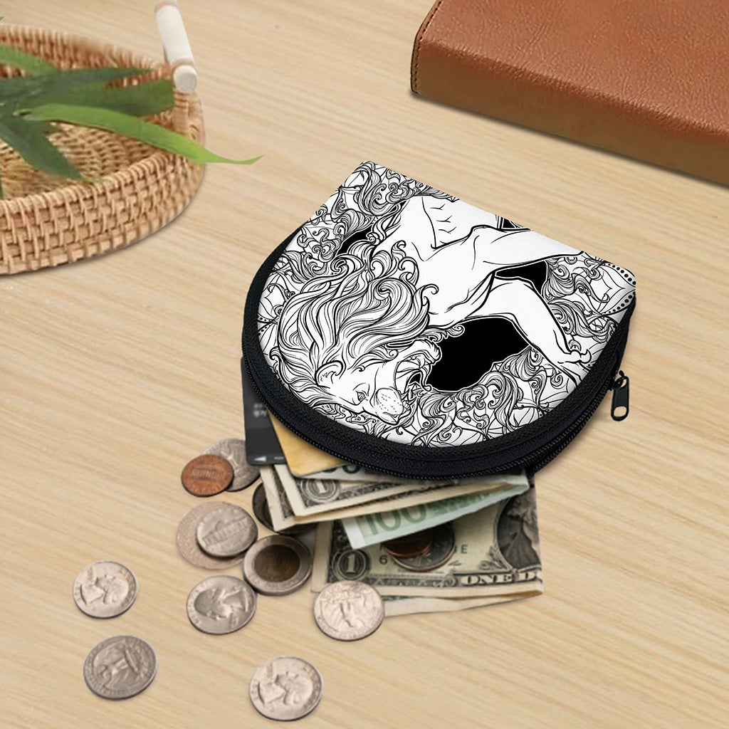 White And Black Leo Sign Print Coin Purse