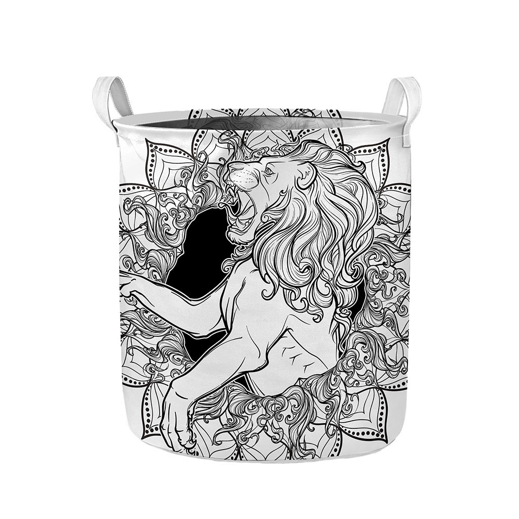 White And Black Leo Sign Print Collapsible Laundry Basket