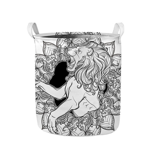 White And Black Leo Sign Print Collapsible Laundry Basket