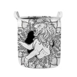 White And Black Leo Sign Print Collapsible Laundry Basket