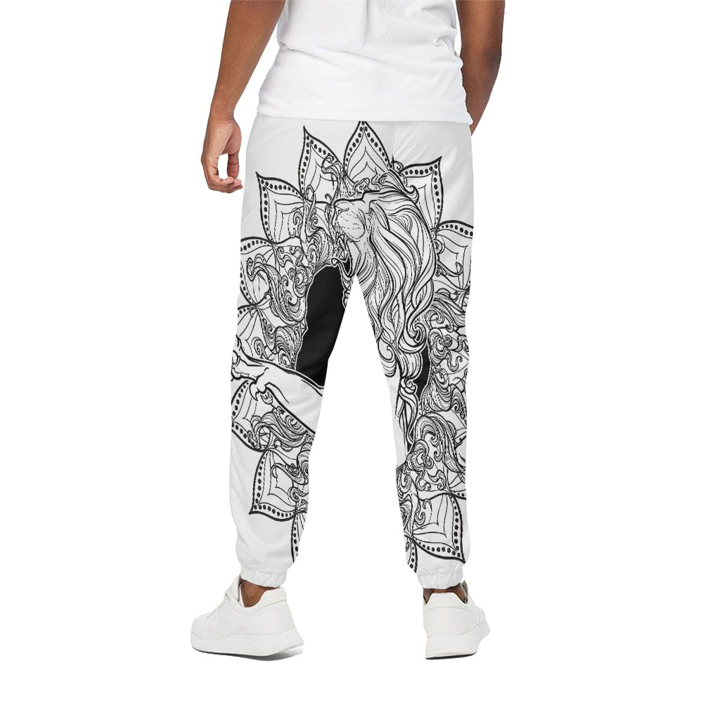 White And Black Leo Sign Print Cotton Pants