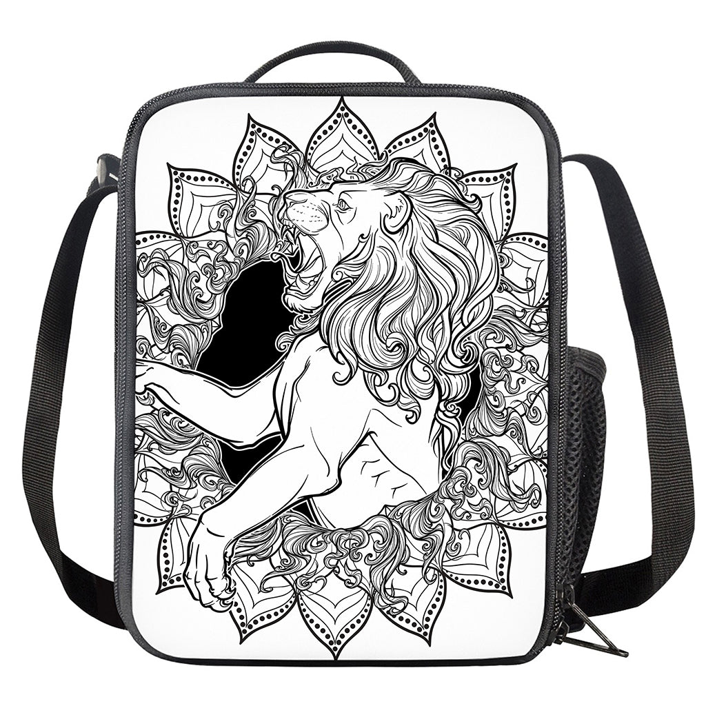 White And Black Leo Sign Print Crossbody Lunch Bag
