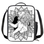White And Black Leo Sign Print Crossbody Lunch Bag