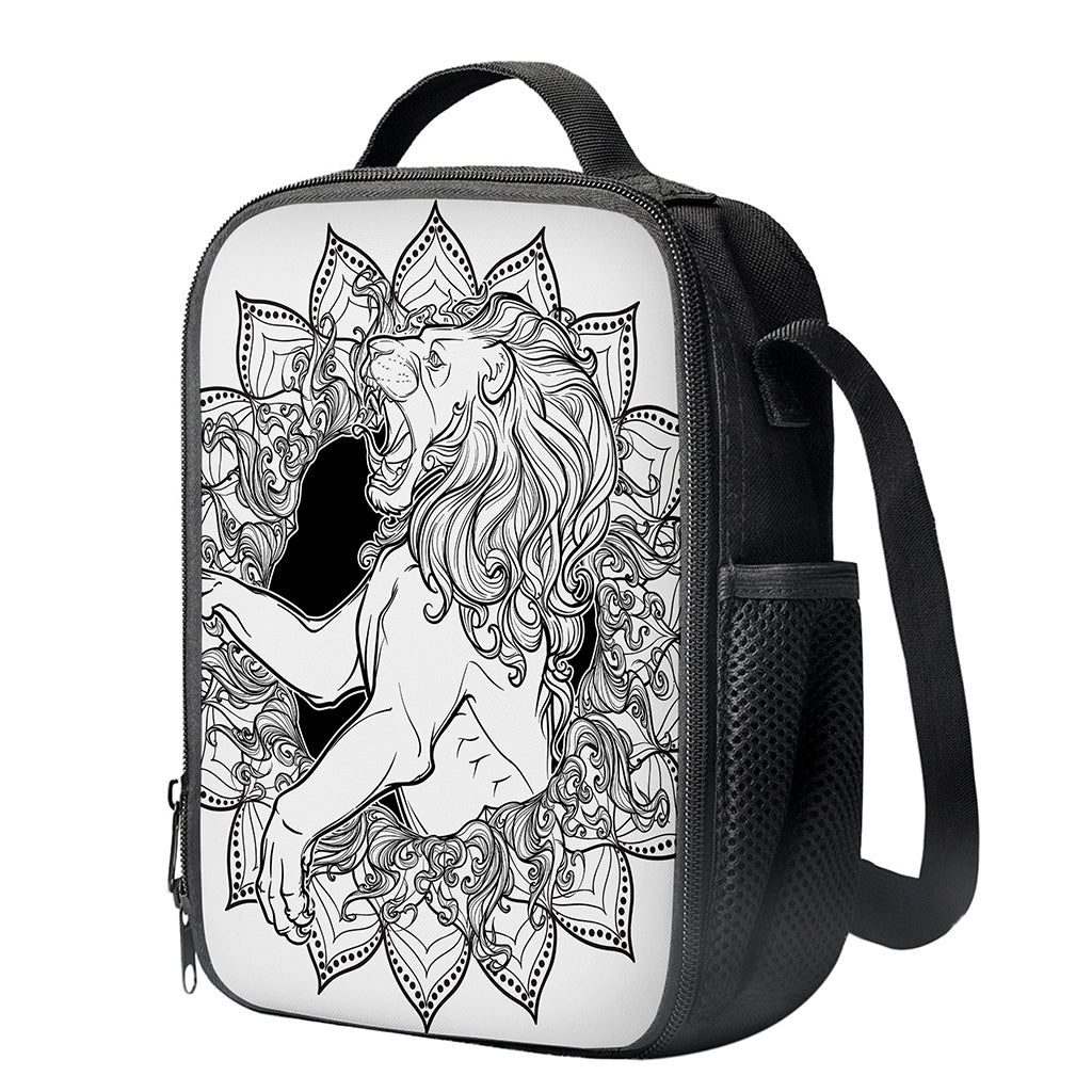 White And Black Leo Sign Print Crossbody Lunch Bag