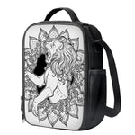 White And Black Leo Sign Print Crossbody Lunch Bag