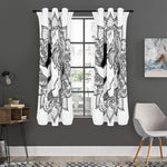 White And Black Leo Sign Print Curtain