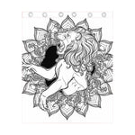 White And Black Leo Sign Print Curtain