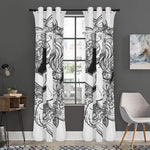 White And Black Leo Sign Print Curtain