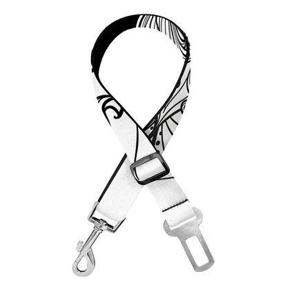White And Black Leo Sign Print Dog Seat Belt