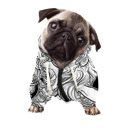 White And Black Leo Sign Print Dog Zip Up Hoodie
