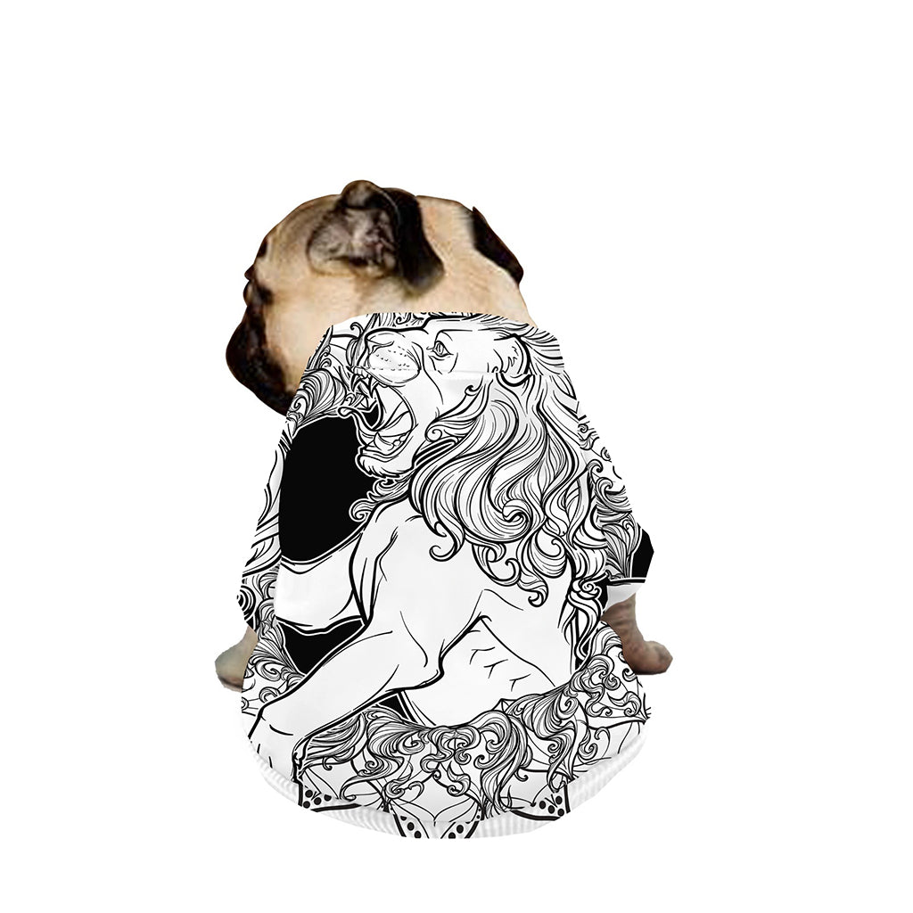White And Black Leo Sign Print Dog Zip Up Jacket