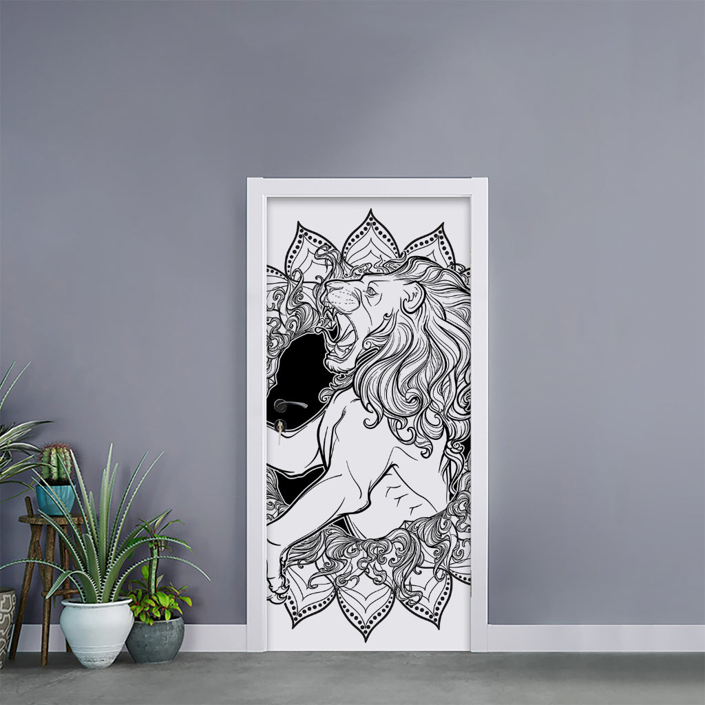 White And Black Leo Sign Print Door Sticker