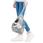 White And Black Leo Sign Print Drawstring Bag