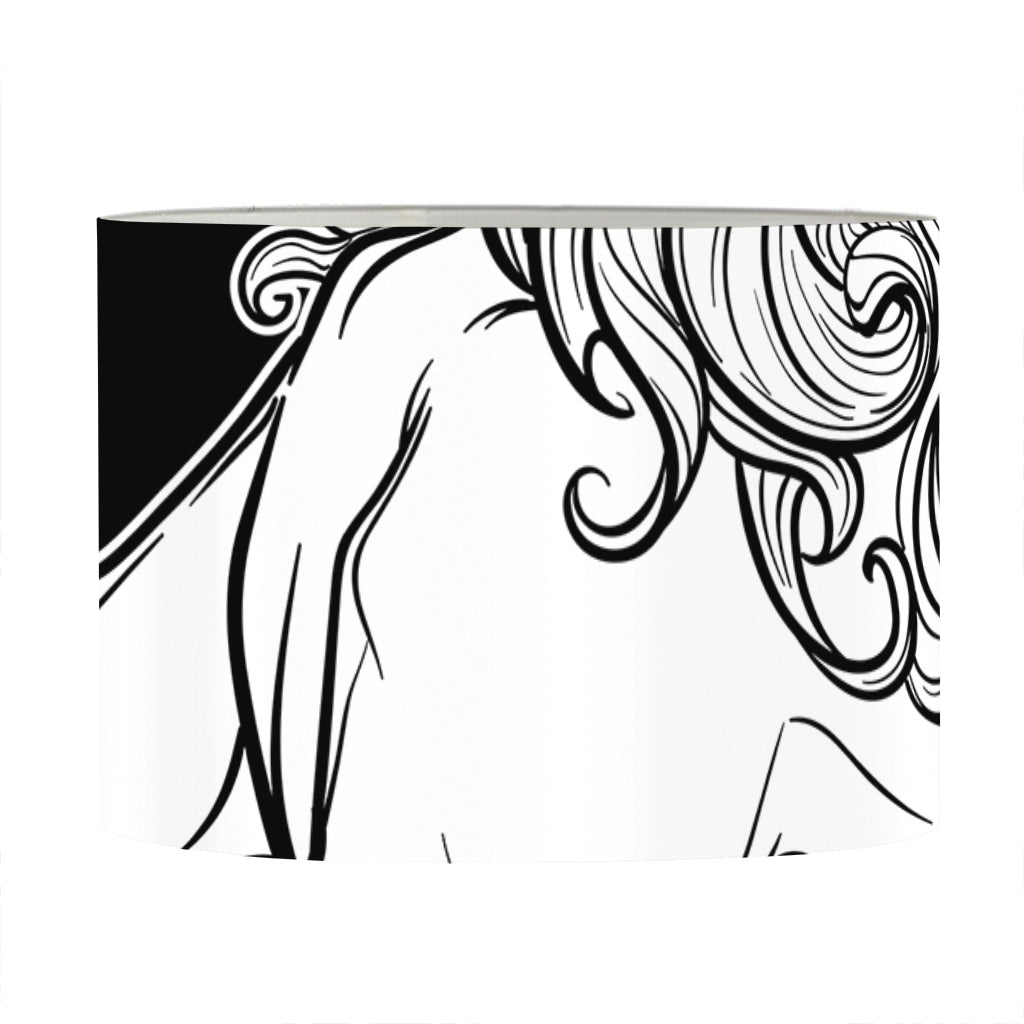 White And Black Leo Sign Print Drum Lamp Shade