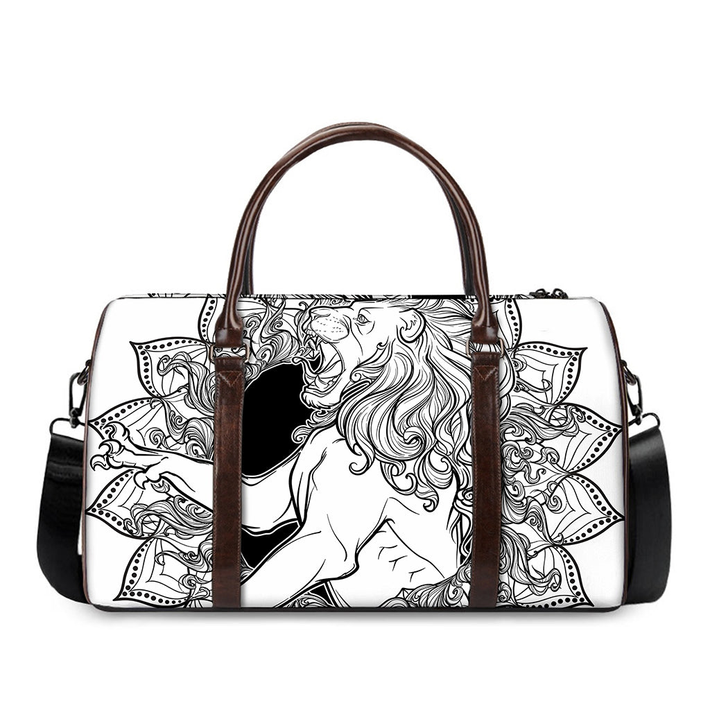 White And Black Leo Sign Print Duffle Bag