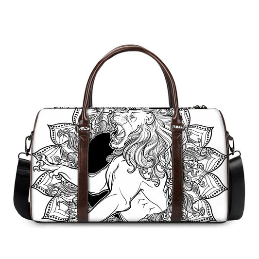 White And Black Leo Sign Print Duffle Bag