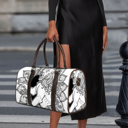 White And Black Leo Sign Print Duffle Bag