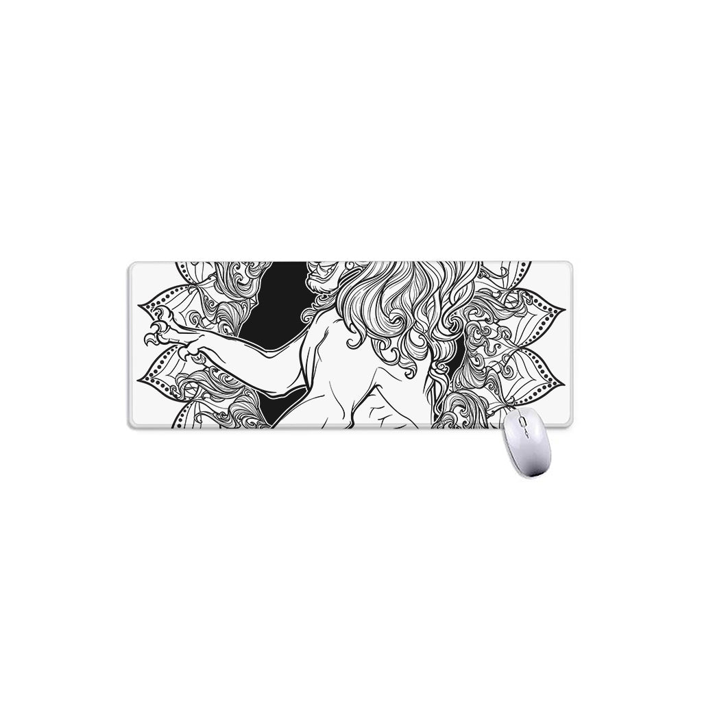 White And Black Leo Sign Print Extended Mouse Pad