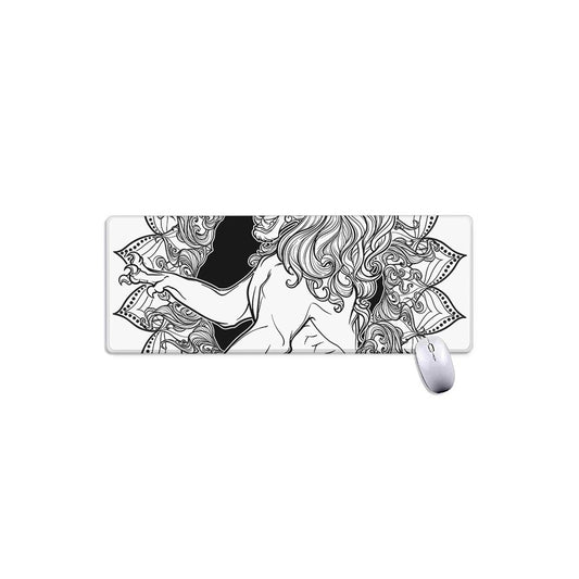 White And Black Leo Sign Print Extended Mouse Pad