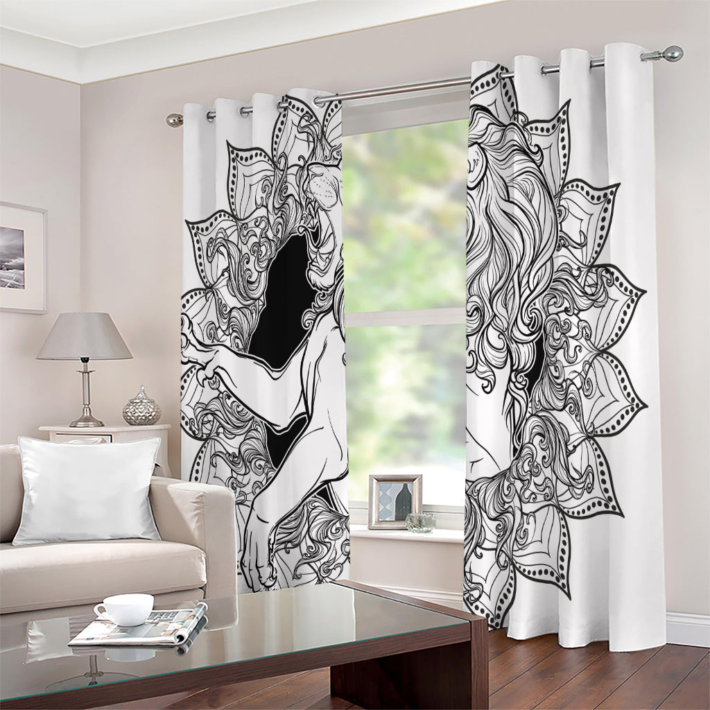 White And Black Leo Sign Print Extra Wide Grommet Curtains