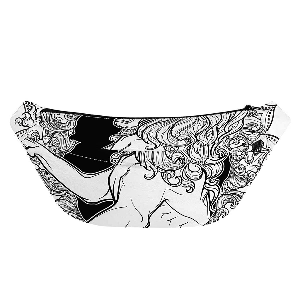 White And Black Leo Sign Print Fanny Pack
