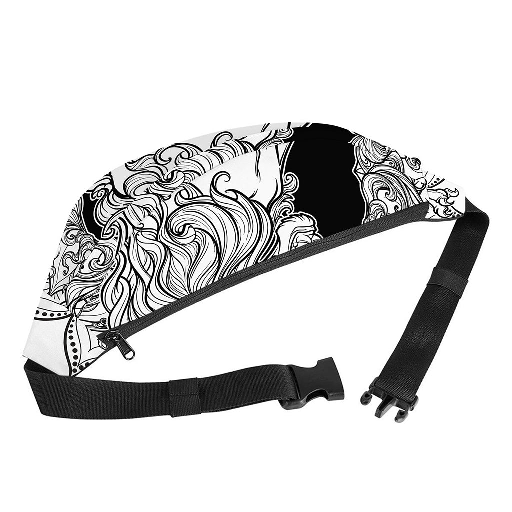 White And Black Leo Sign Print Fanny Pack