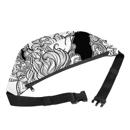 White And Black Leo Sign Print Fanny Pack