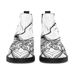 White And Black Leo Sign Print Flat Ankle Boots