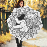 White And Black Leo Sign Print Foldable Umbrella