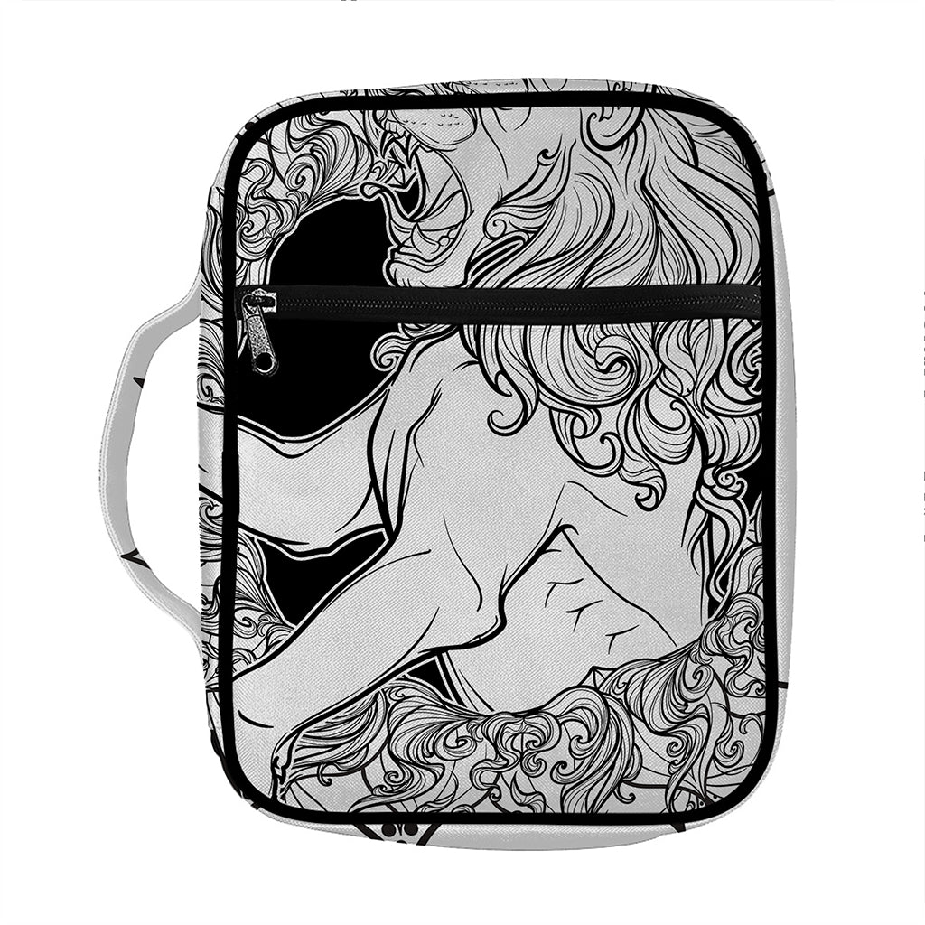 White And Black Leo Sign Print Front Pocket Bible Bag